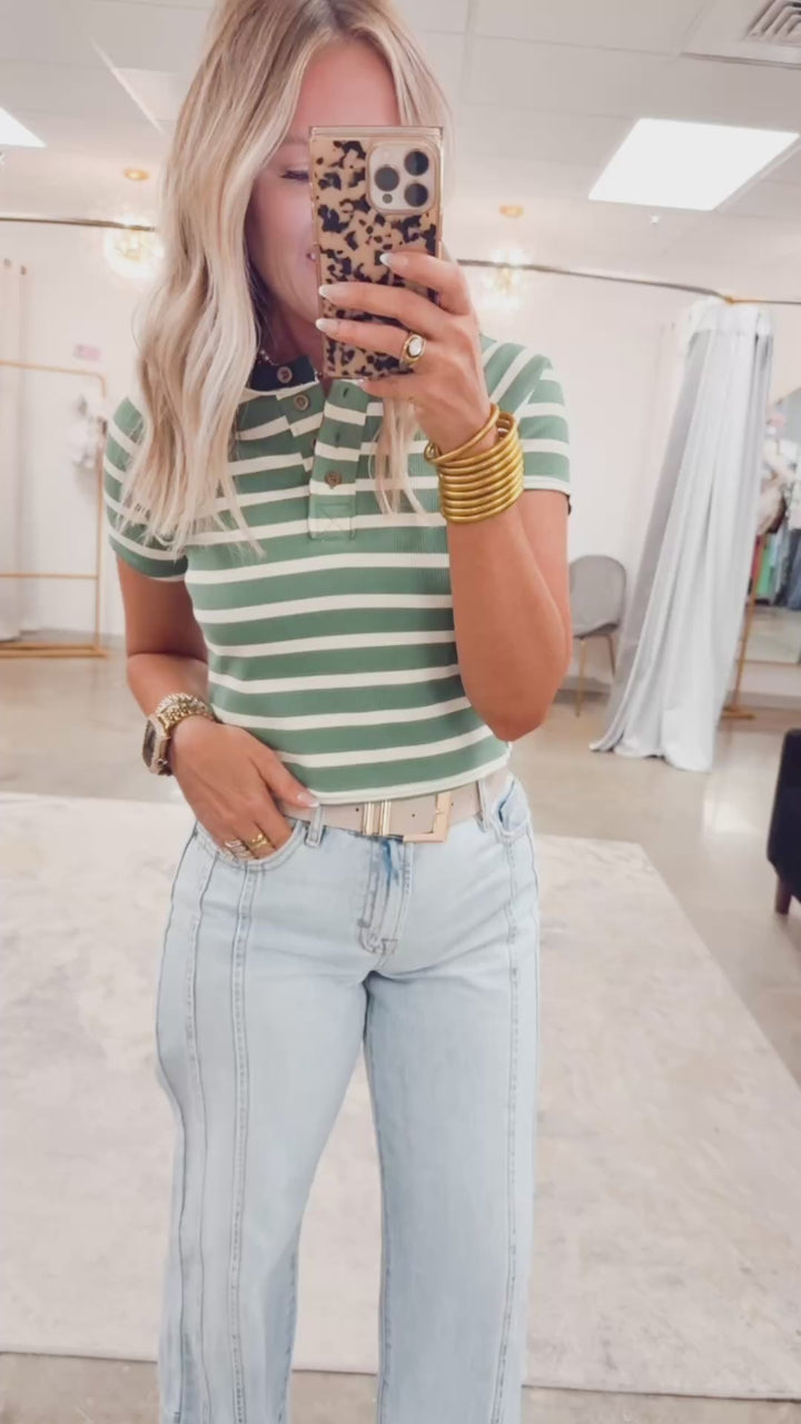 Sage Stripe Top