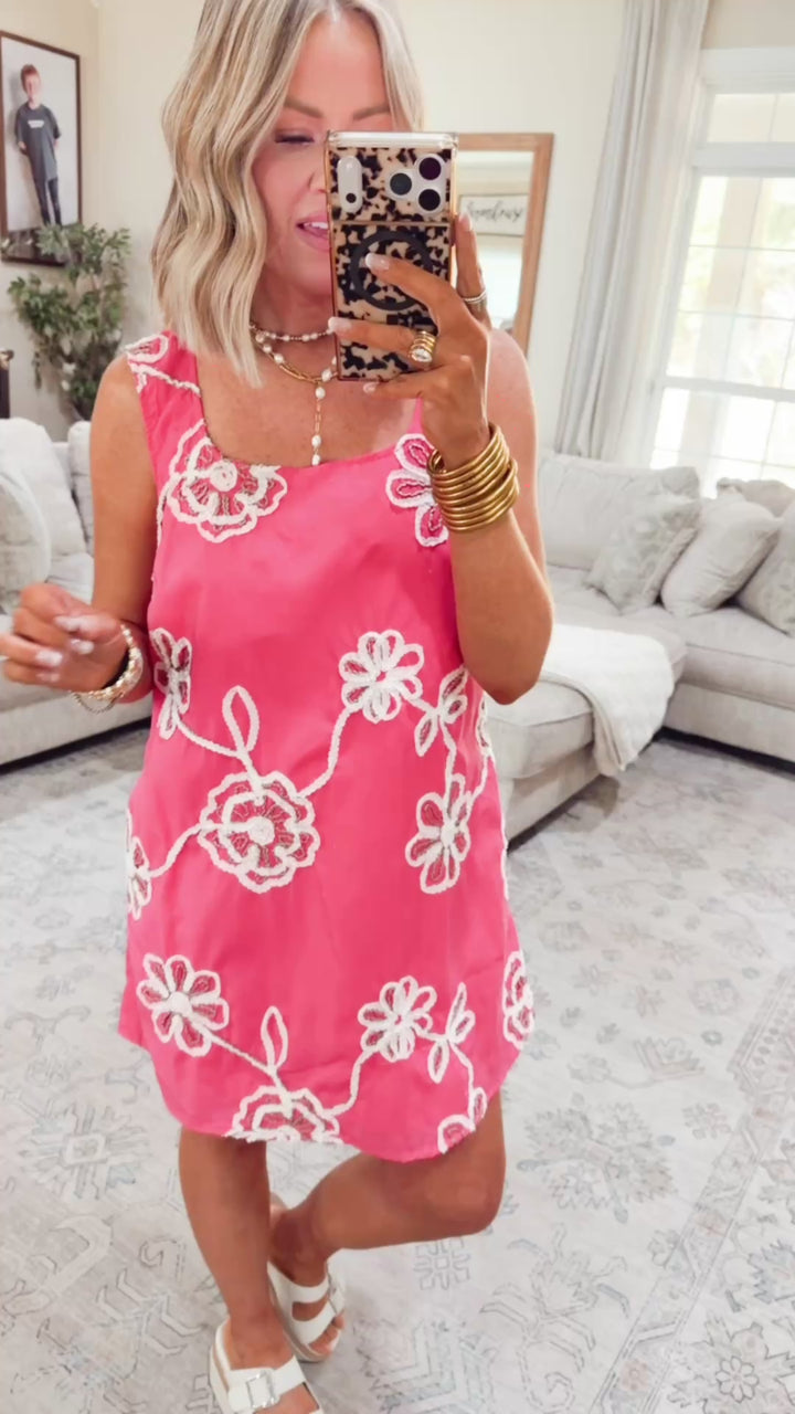 Petal Pop Mini Dress-Pink/White