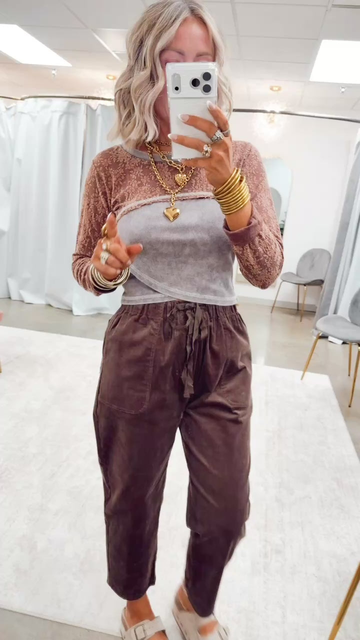 The Laced In Love Top-Cocoa