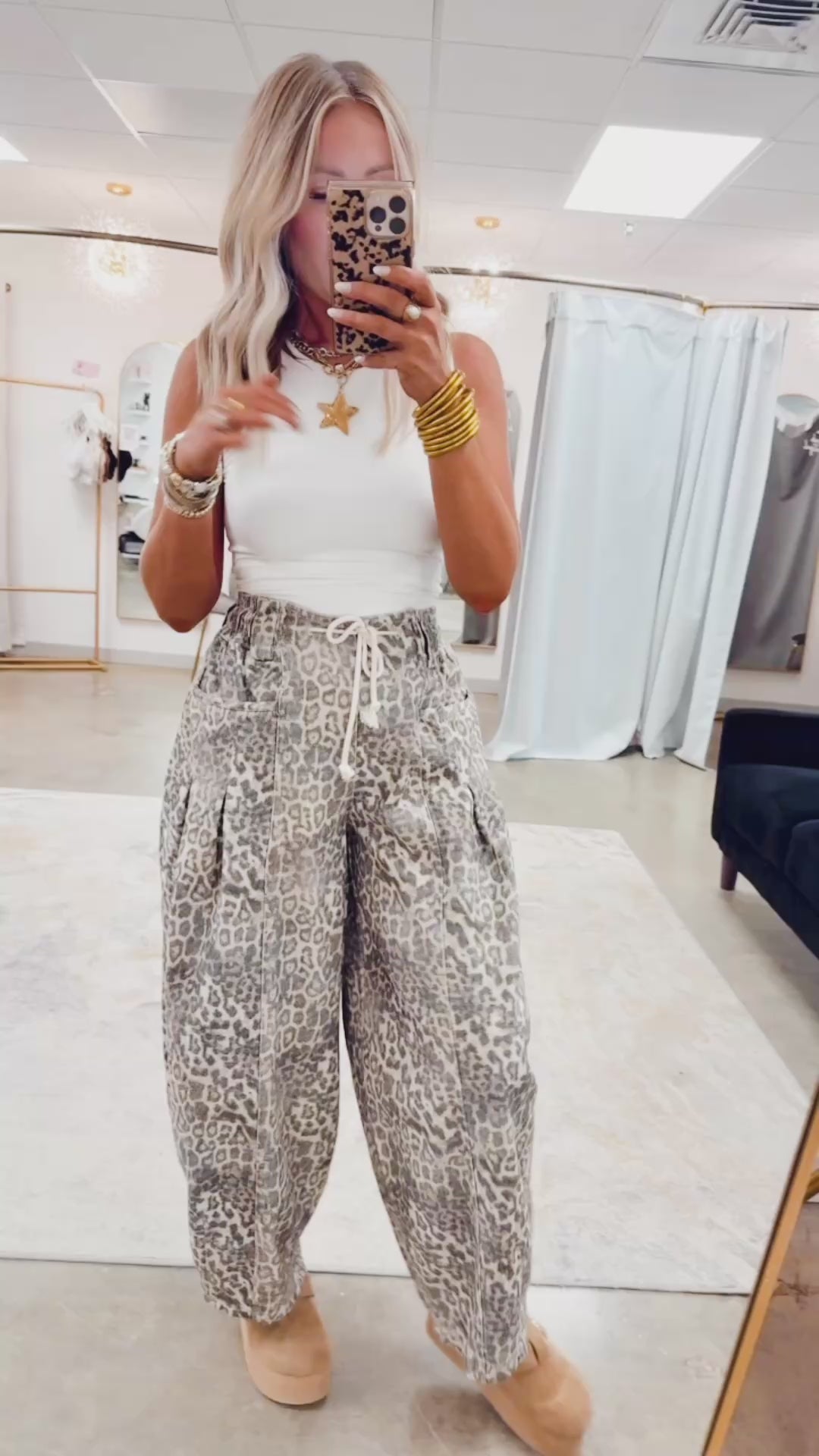 Stella Leopard Barrel Jeans