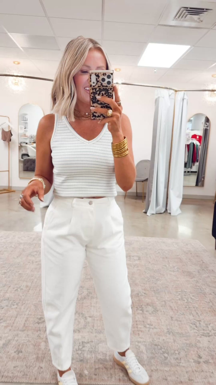 Hayes Striped Tank Top-Blue/Cream