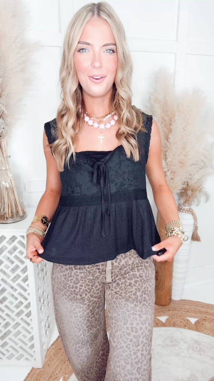 The Gypsy Lace Tank-Black