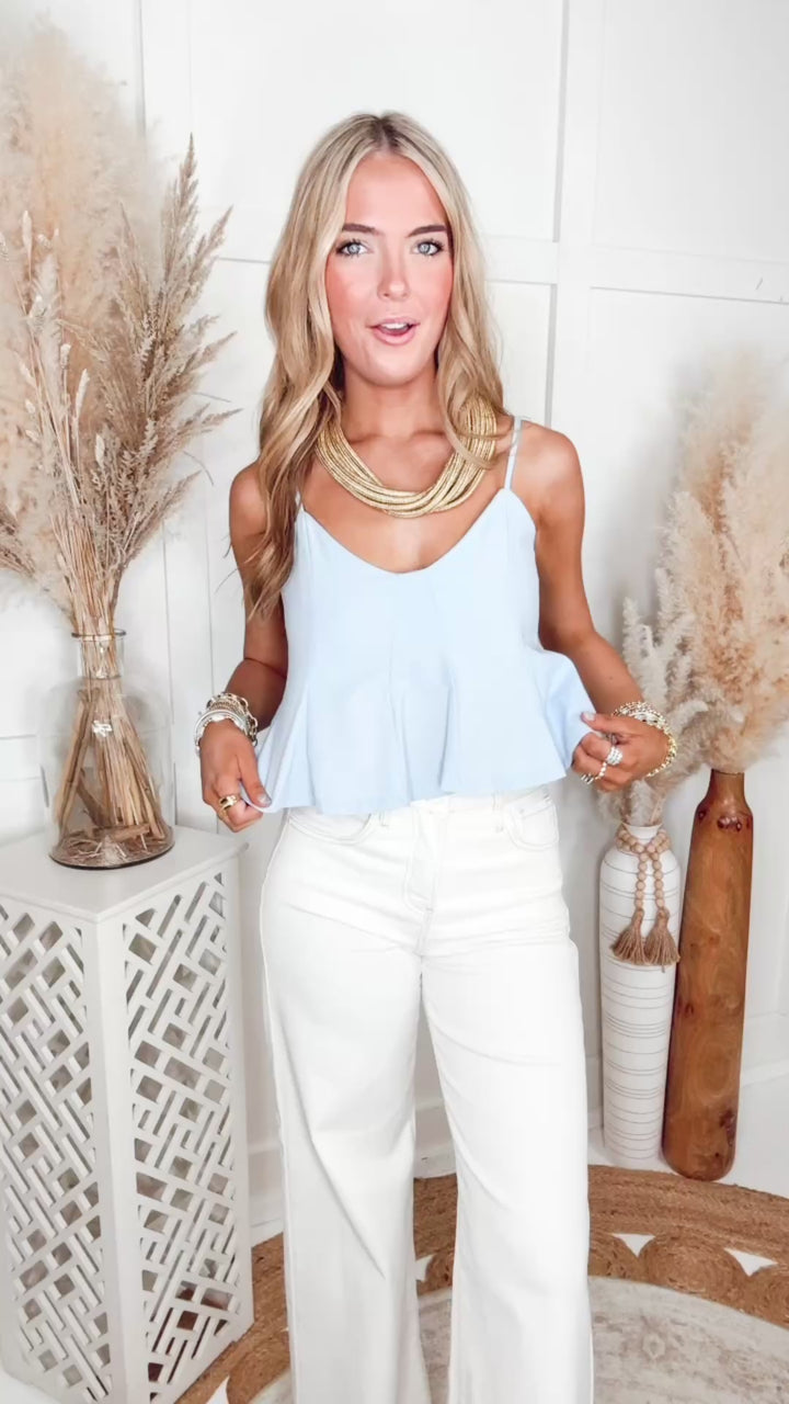 The Sunbeam Peplum Top-Light Blue