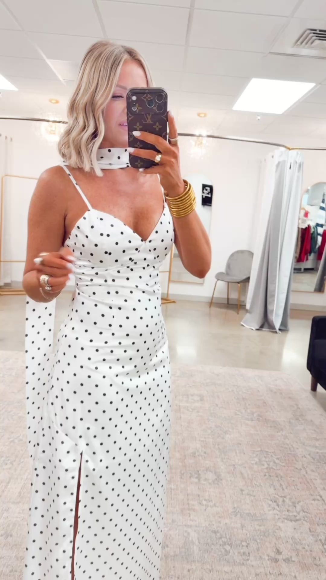 The Classic Polka Dot Dress & Scarf