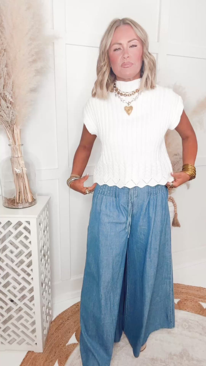 Rory Cropped Sweater Top-Ivory