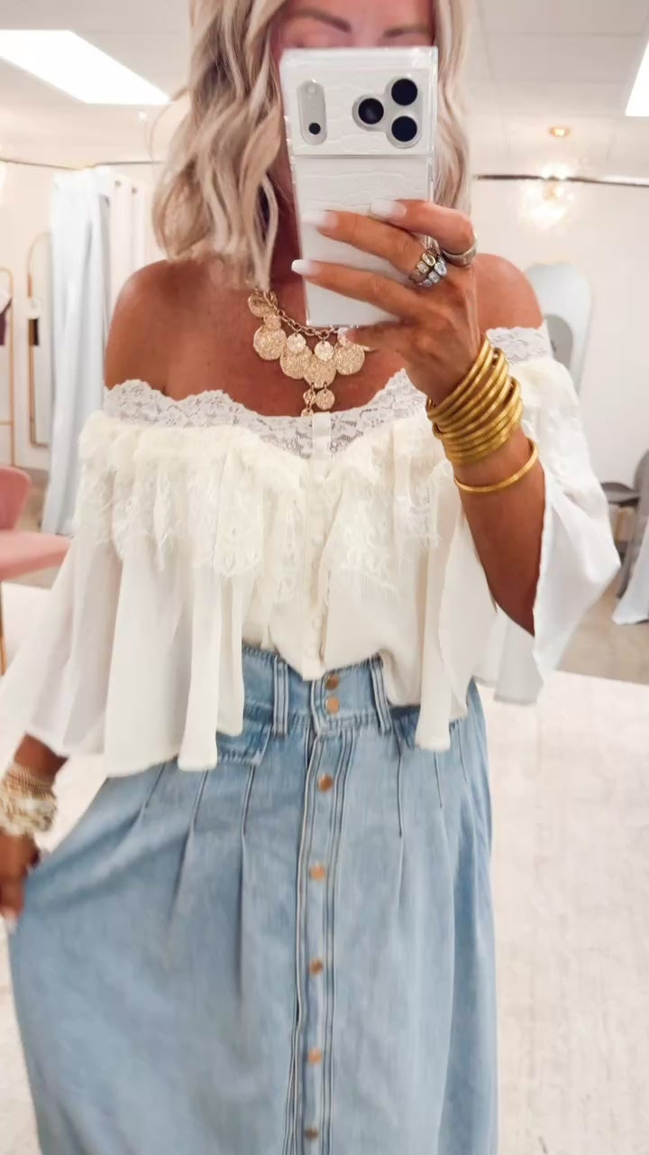 The Western Way Denim Maxi Skirt-Cloud Wash