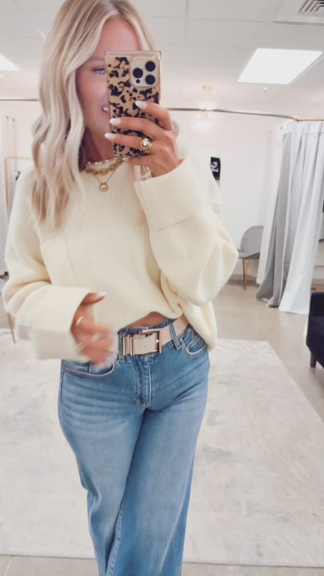 Oversized Drop Shoulder Knit Sweater-Cream