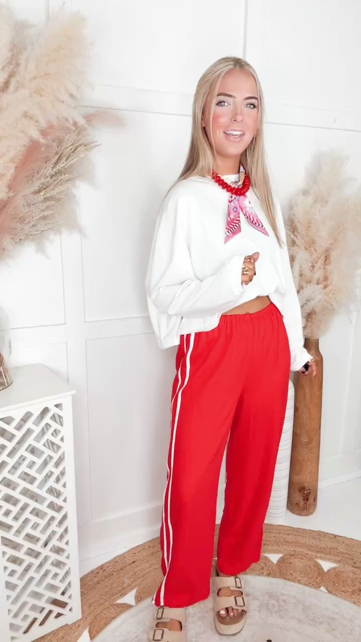 The Gigi Stripe Pants-Red/White