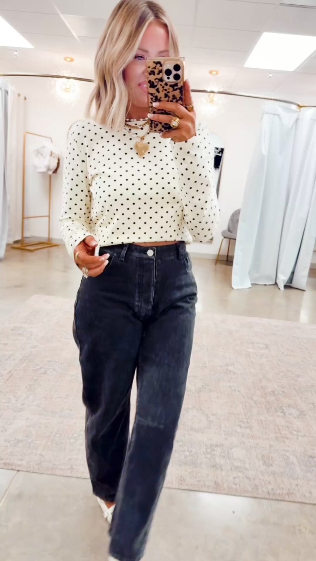Mina Polka Dot Top-Ivory
