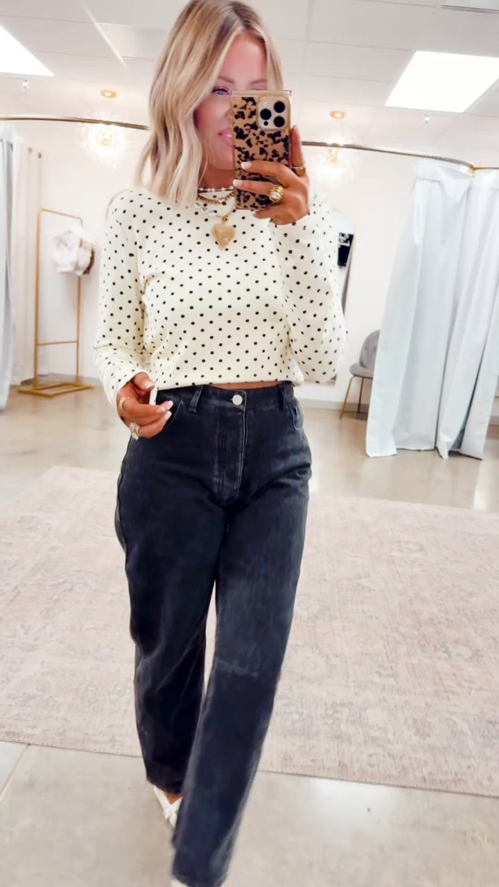 Mina Polka Dot Top-Ivory