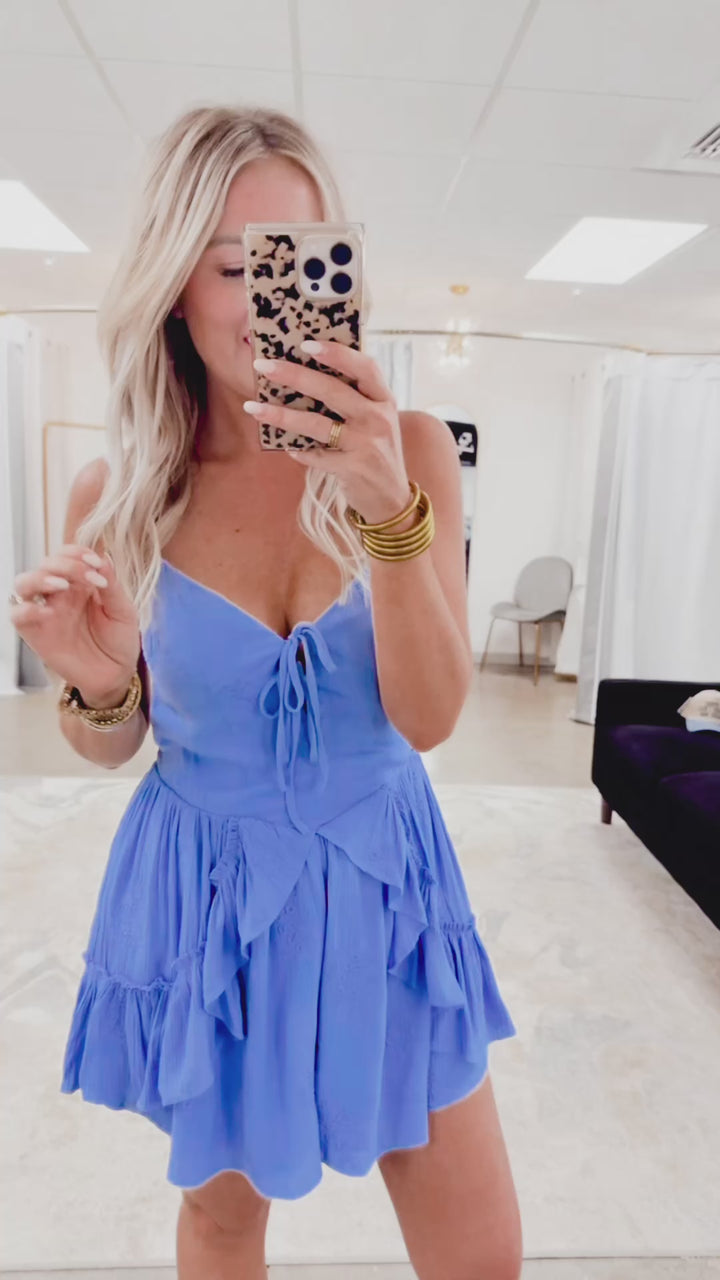 Peony Cami Romper-Periwinkle