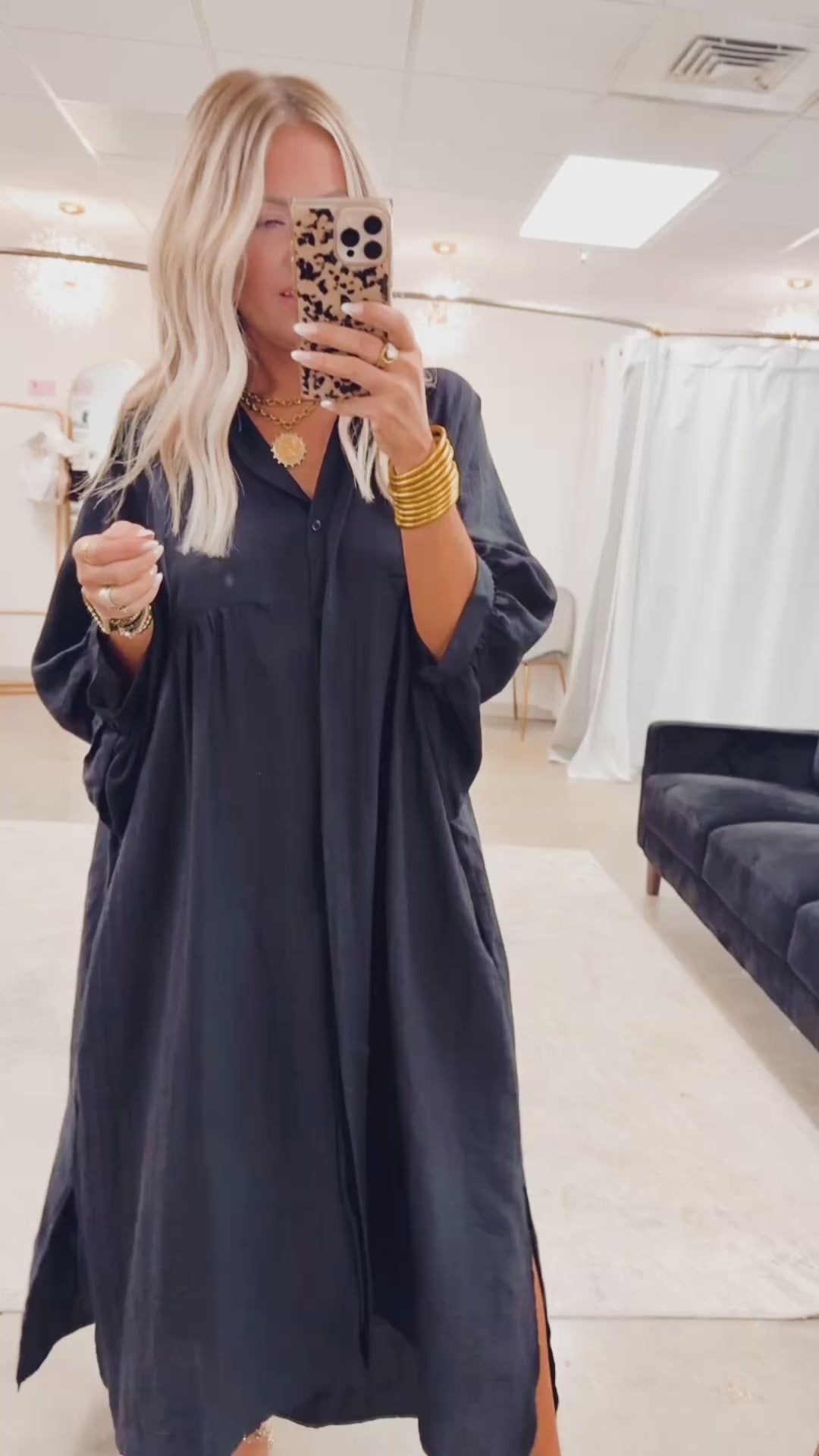 The Haven High-Low Shirt Dress-Black
