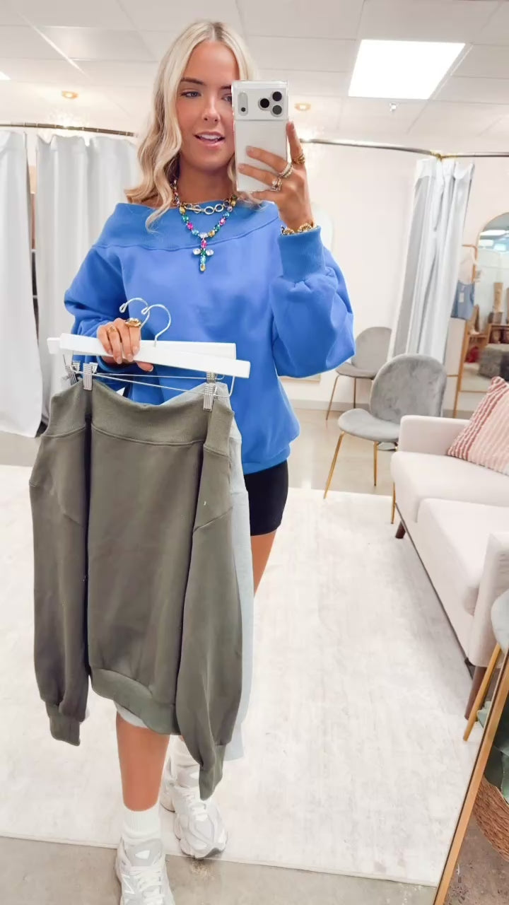 The Casual Crush Off Shoulder Sweatshirt-Grey