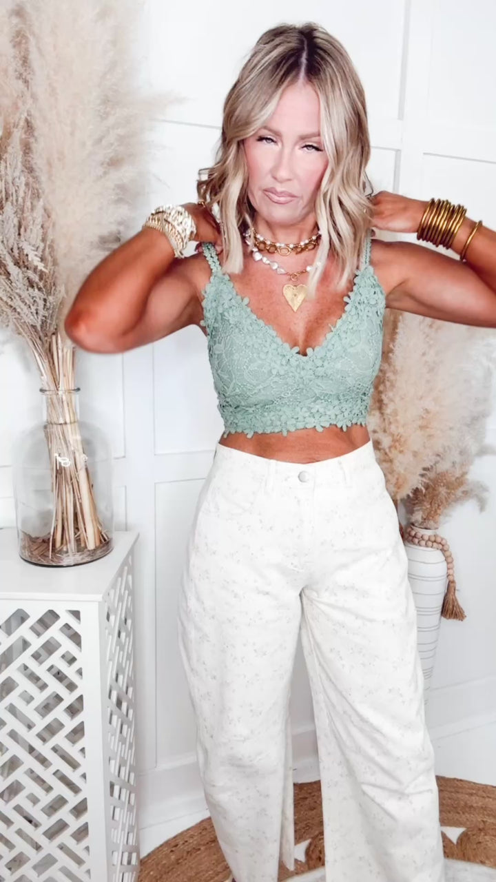 Wanderlace Bralette Top-Dusty Emerald