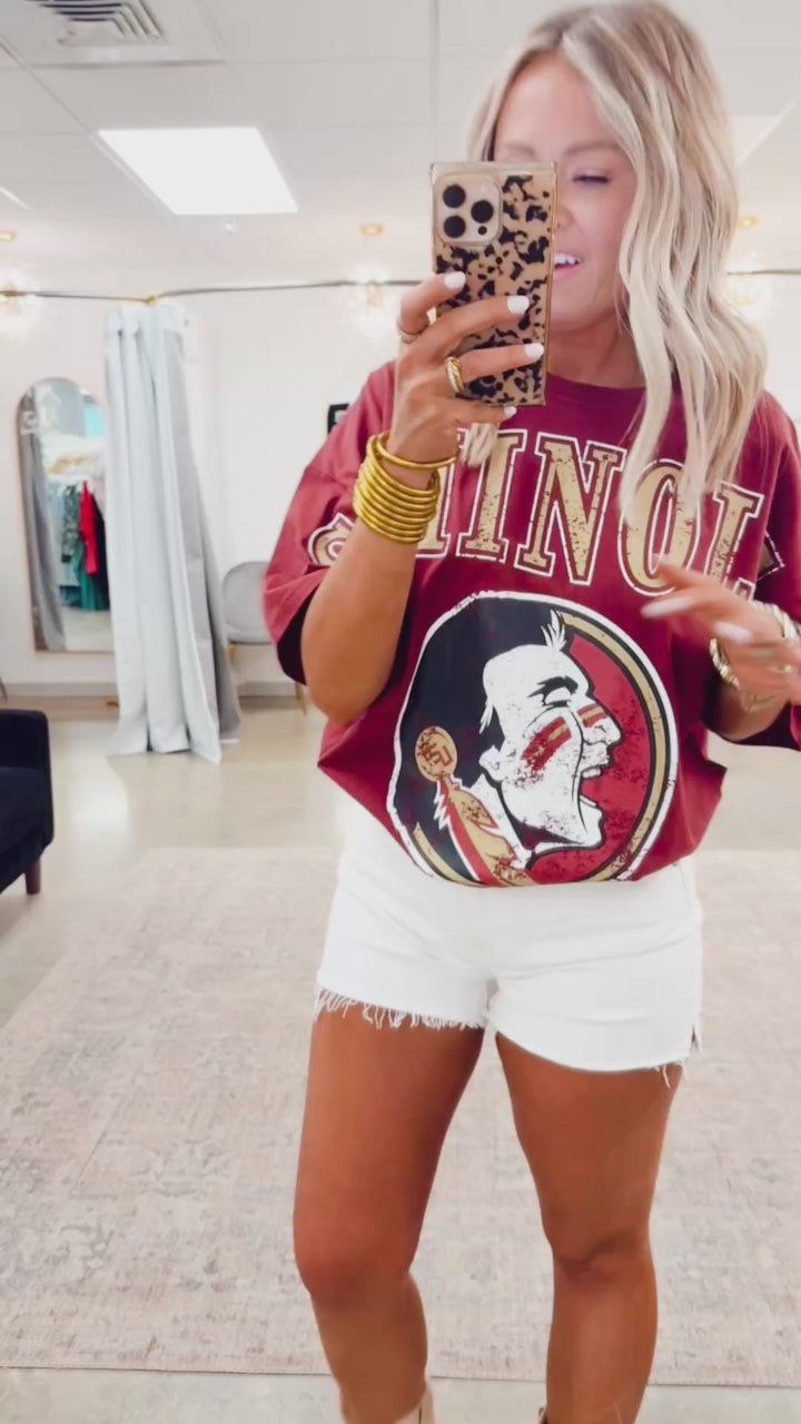 FSU Oversized Tee-Maroon