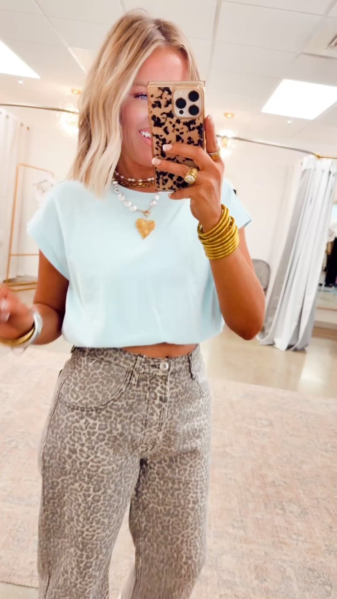 Emma Loose Fit Bubble Hem Top-Blue