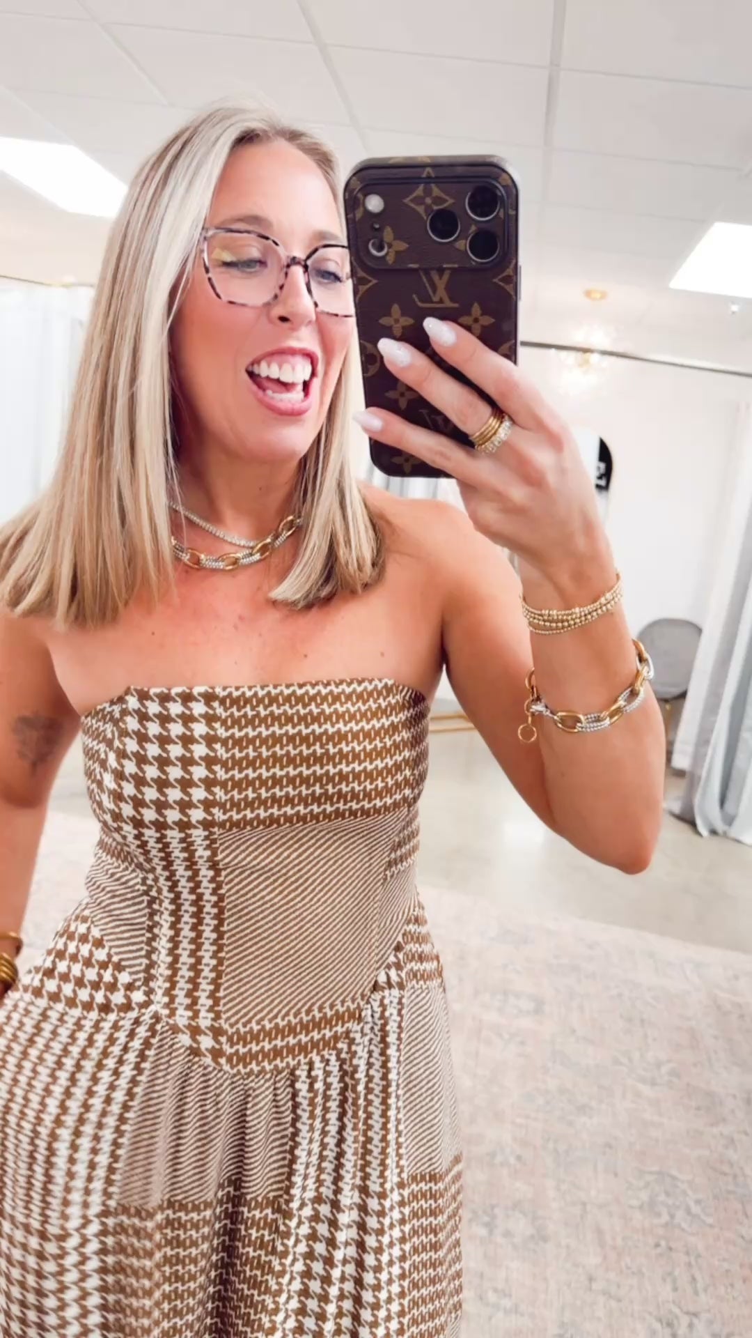 Gingham Print Midi Dress