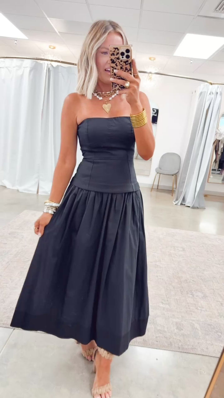 Bellamy Strapless Dress-Black