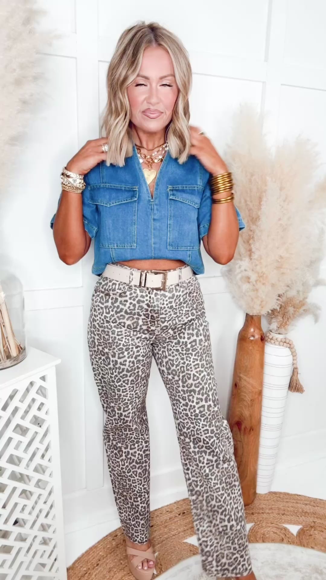 Leopard High Rise Dad Jean