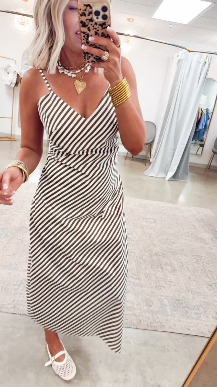 Capri Coastal Midi Dress- Brown