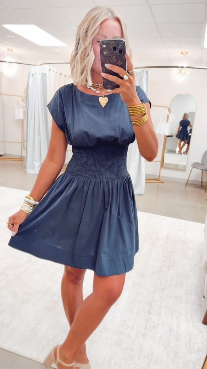 The Elin Poplin Dress-Midnight