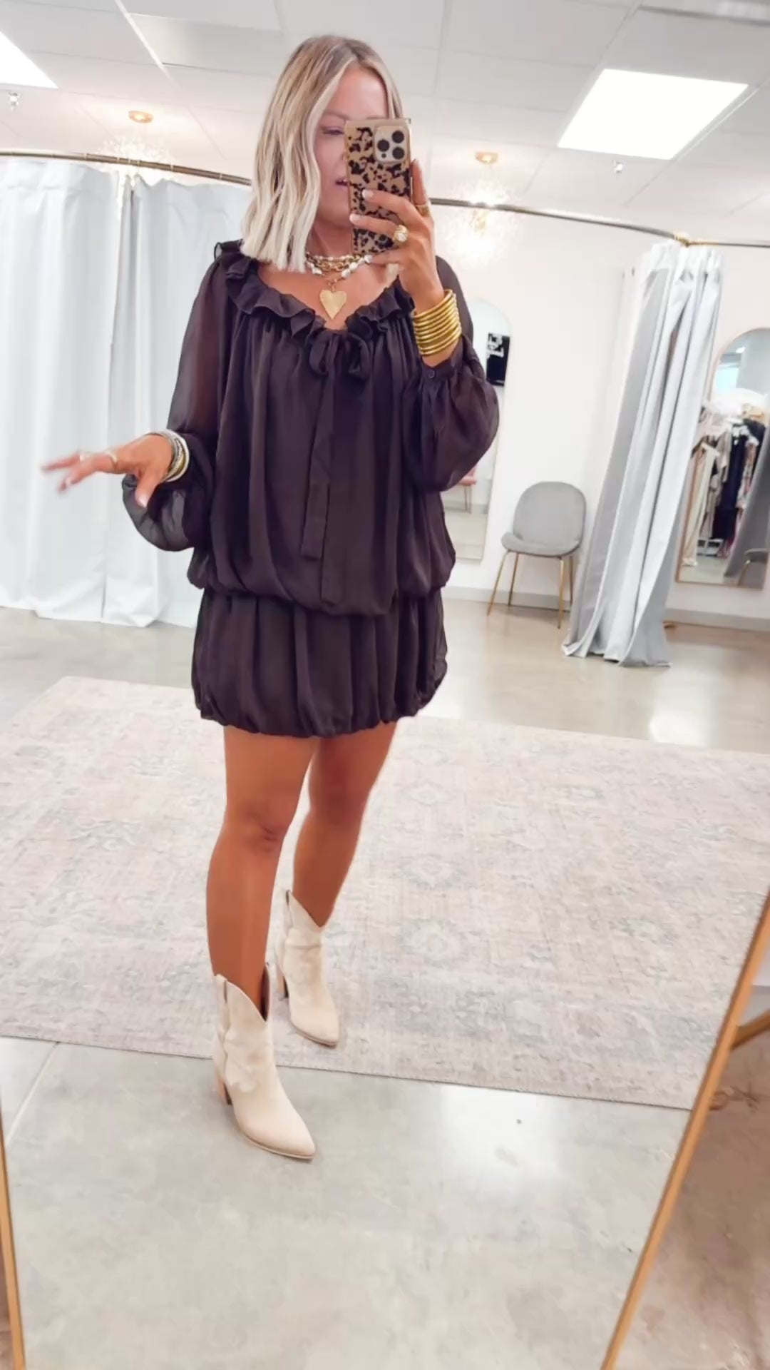 Nola Bubble Tiered Dress-Espresso