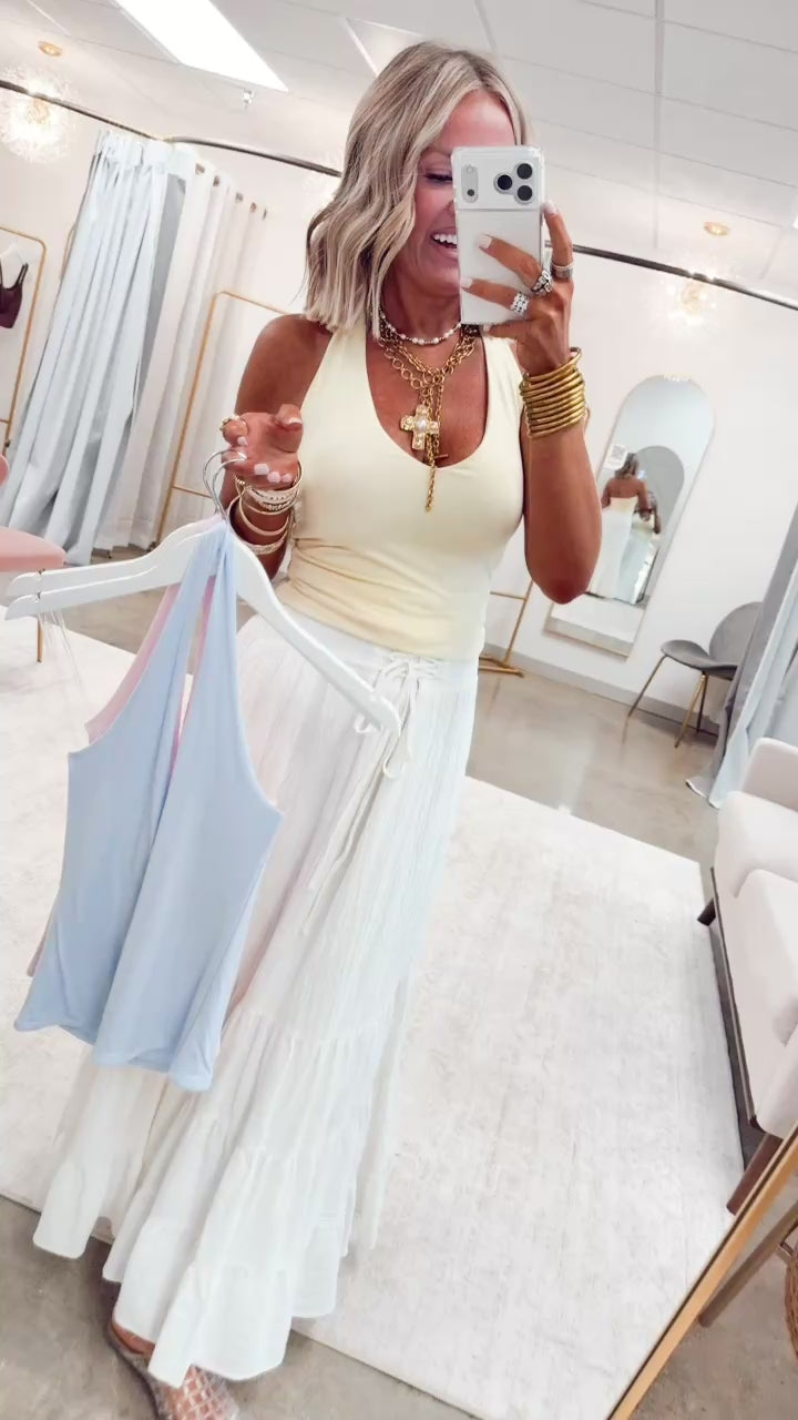 The Skye Halter Tank Top-Blue