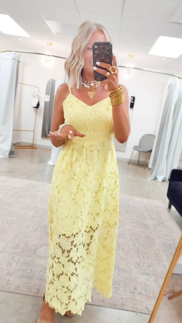 The Lucia Lace Midi Dress-Lemon