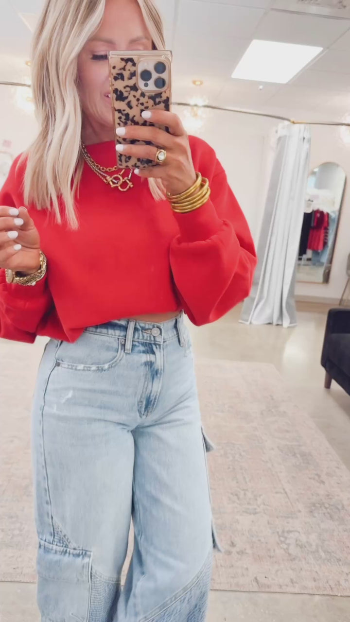 Lounge Ease Sweatshirt-Red