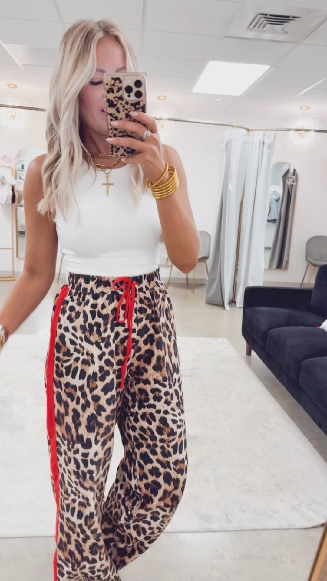 Leona Stripe Leopard Pantsr