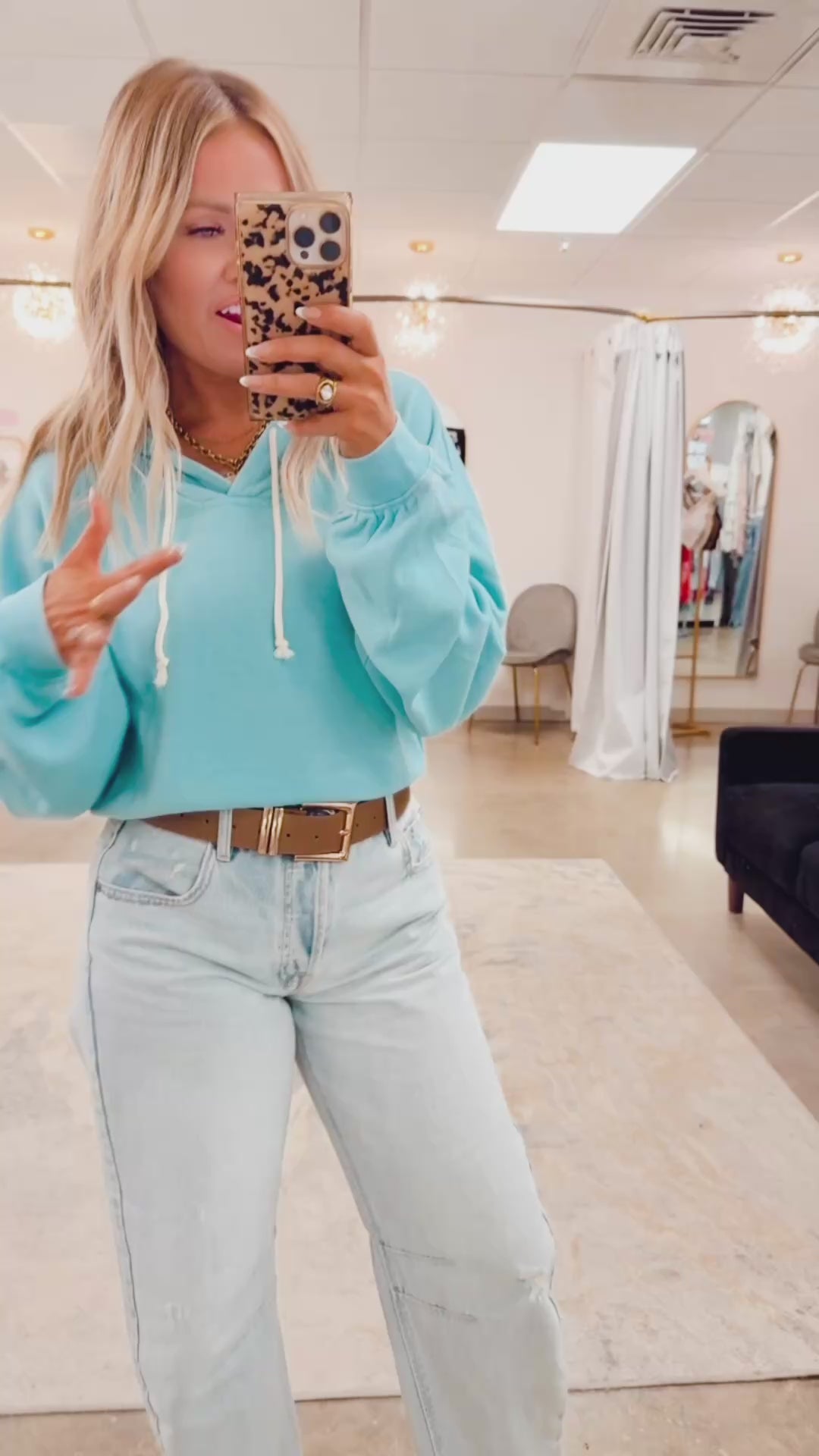 Loft Cropped Hoodie-Sky Blue