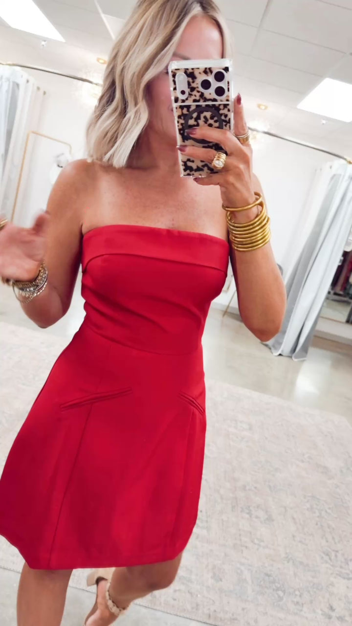 Sleigh Belle Mini Dress-Red