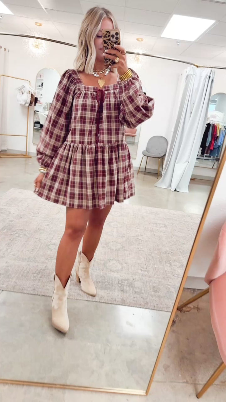 Harvest Checkered Mini Dress