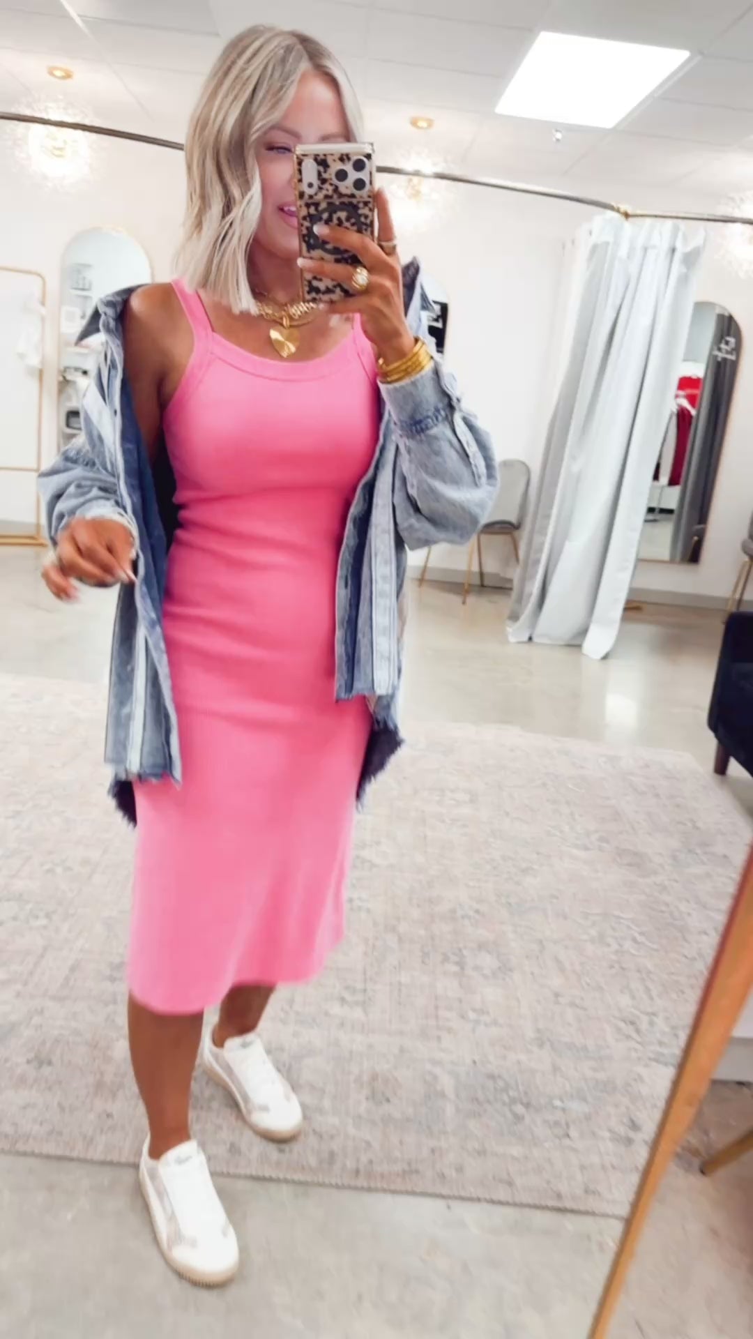 Ocean Drift Tank Dress-Neon Fuchsia