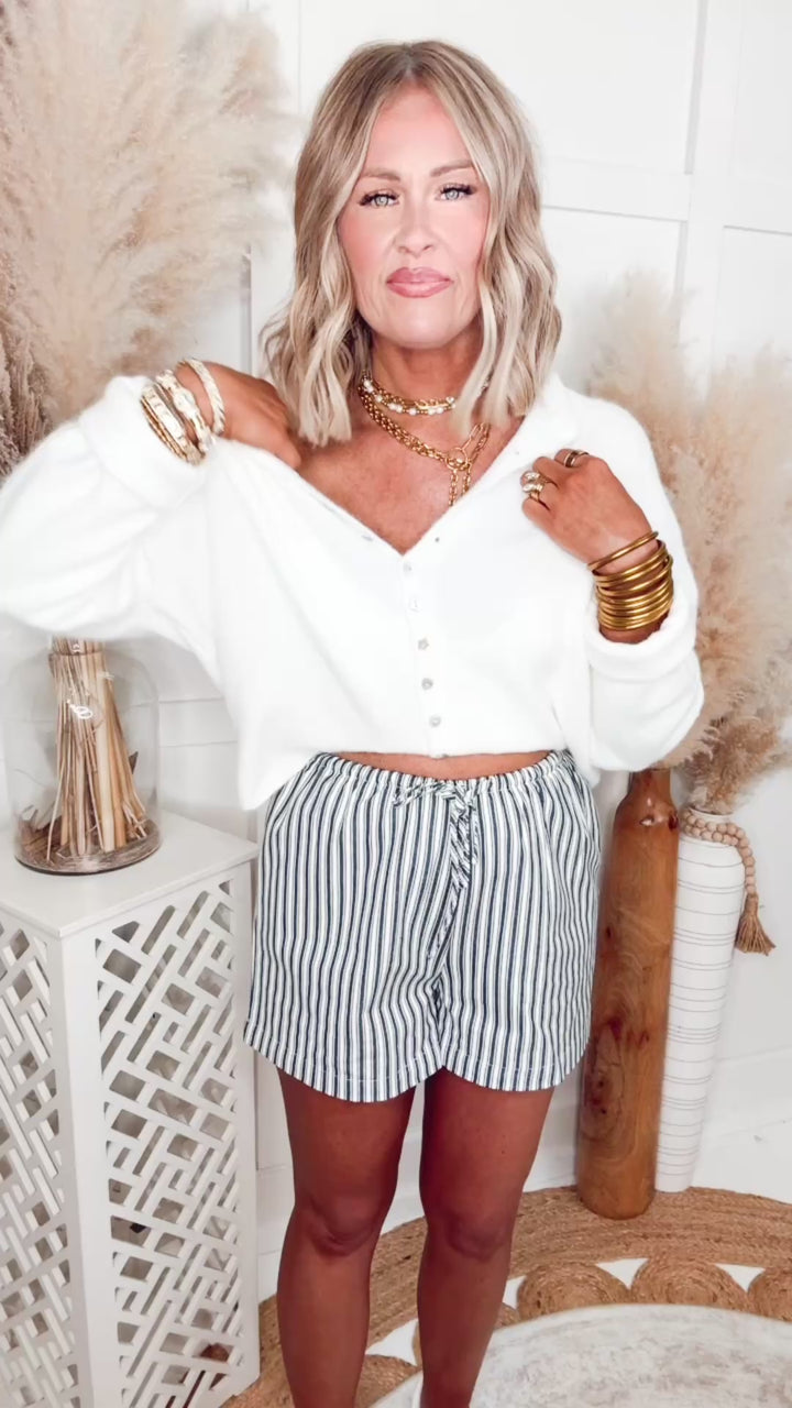 Seeing Stripes Shorts-Navy/Cream