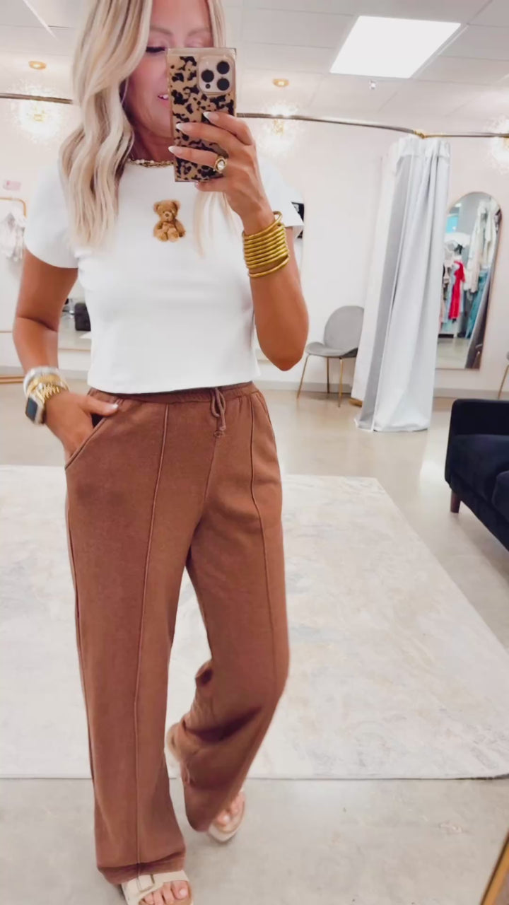 Solace Drawstring Pant-Chestnut
