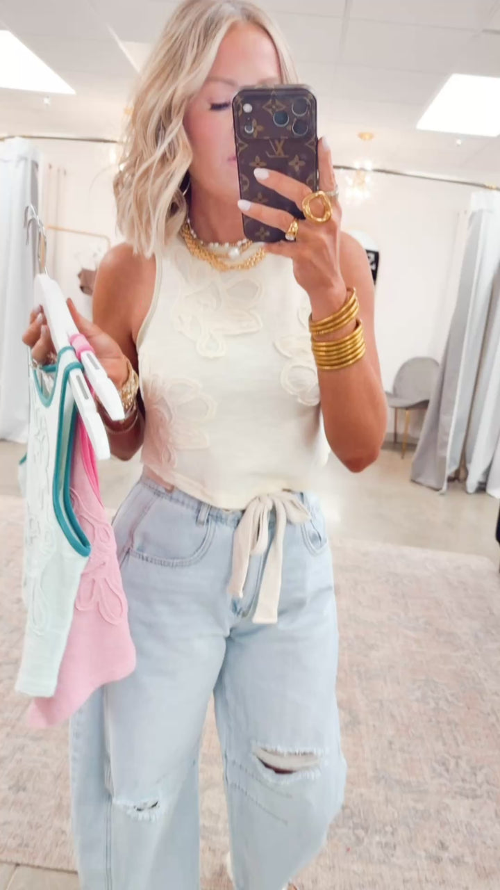 Sweet Stitch Tank-Pale Mint