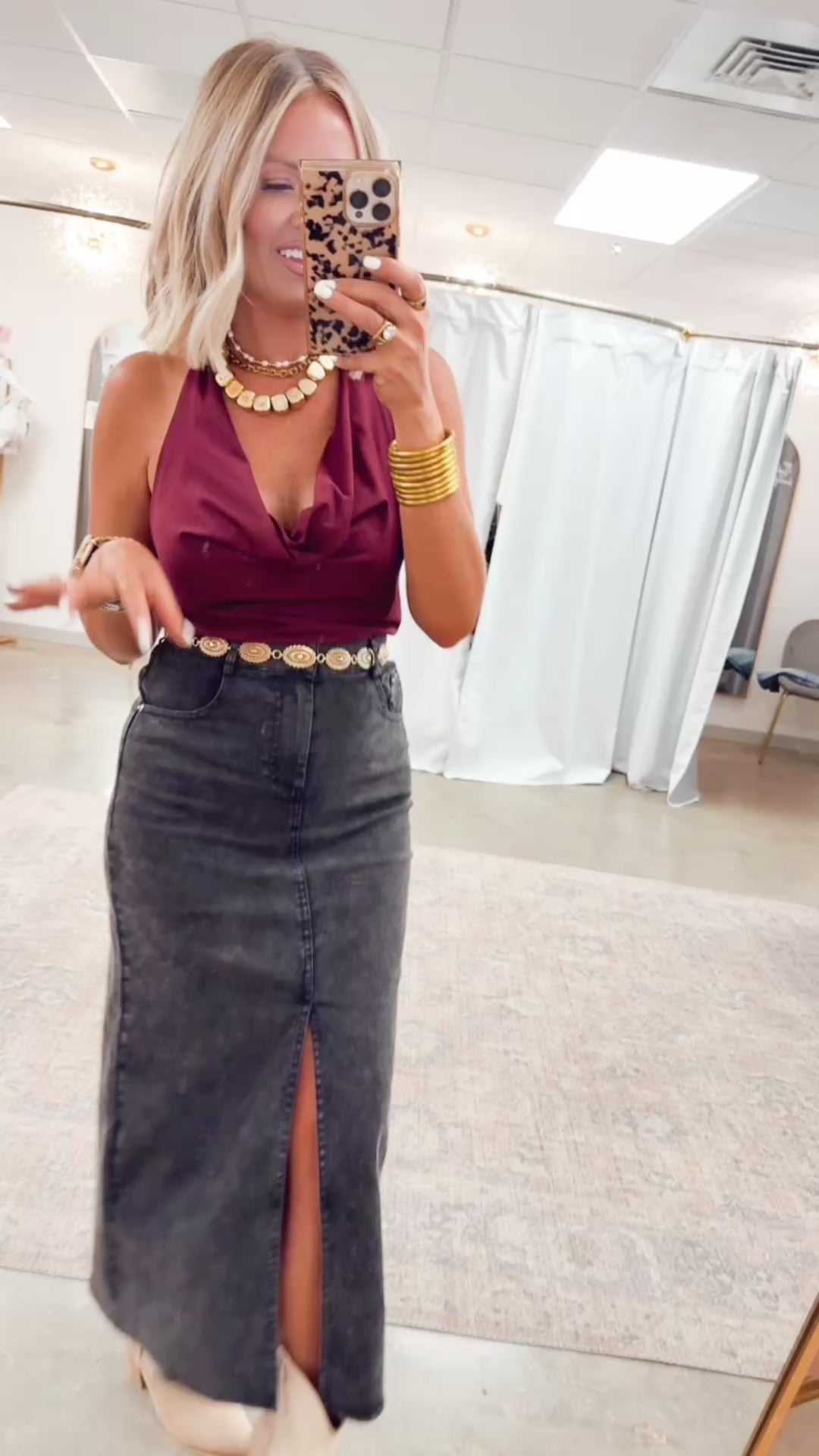 Cowl Neck Ruched Halter Top-Maroon