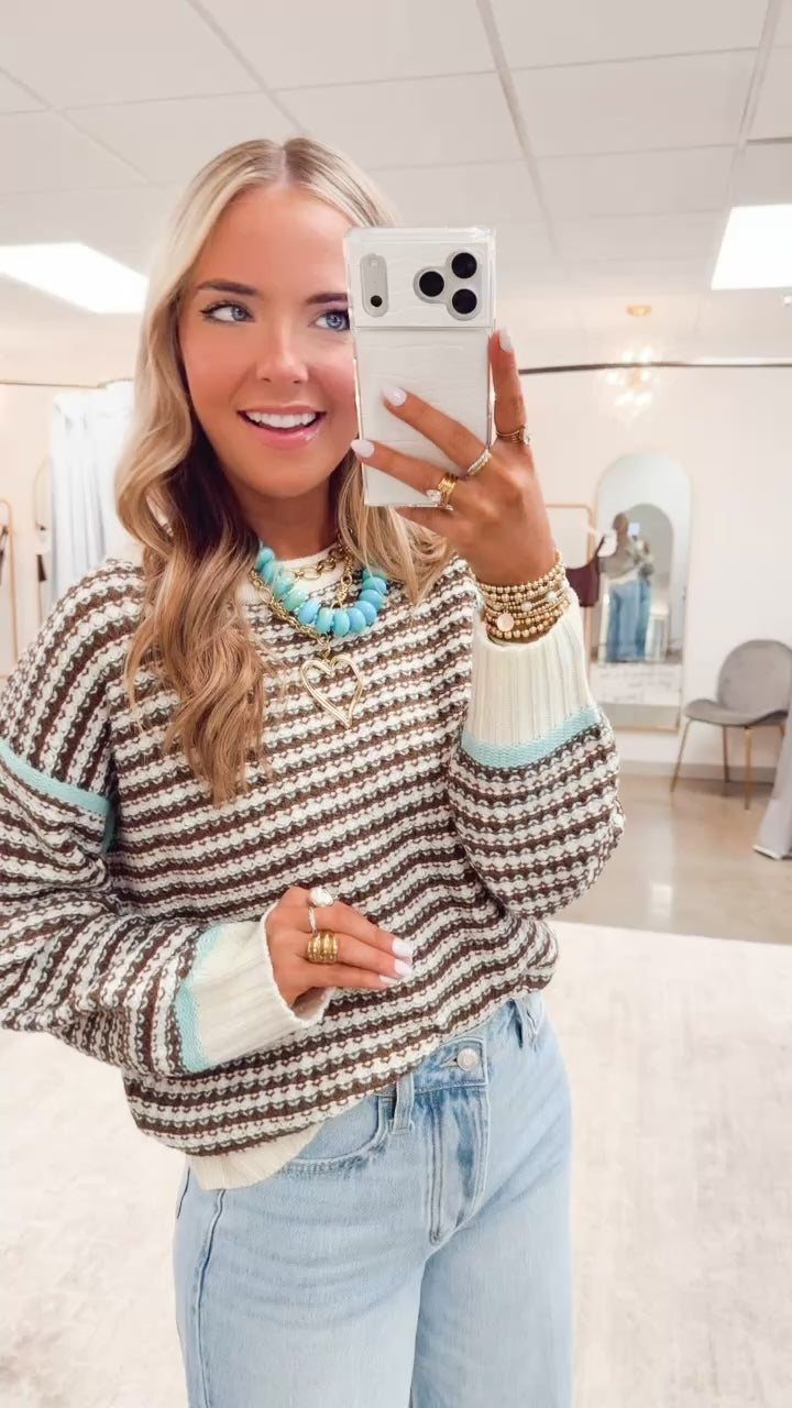 The Ashcombe Sweater-Brown/Aqua