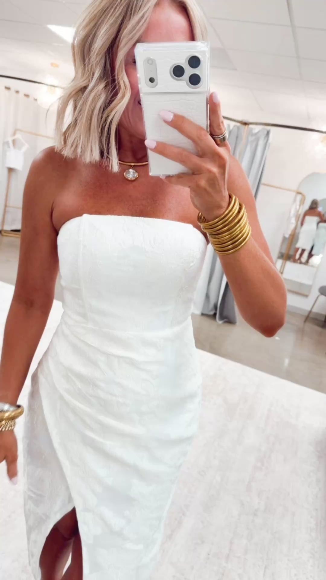 The Anniston Overlapped Midi Dress-Off White