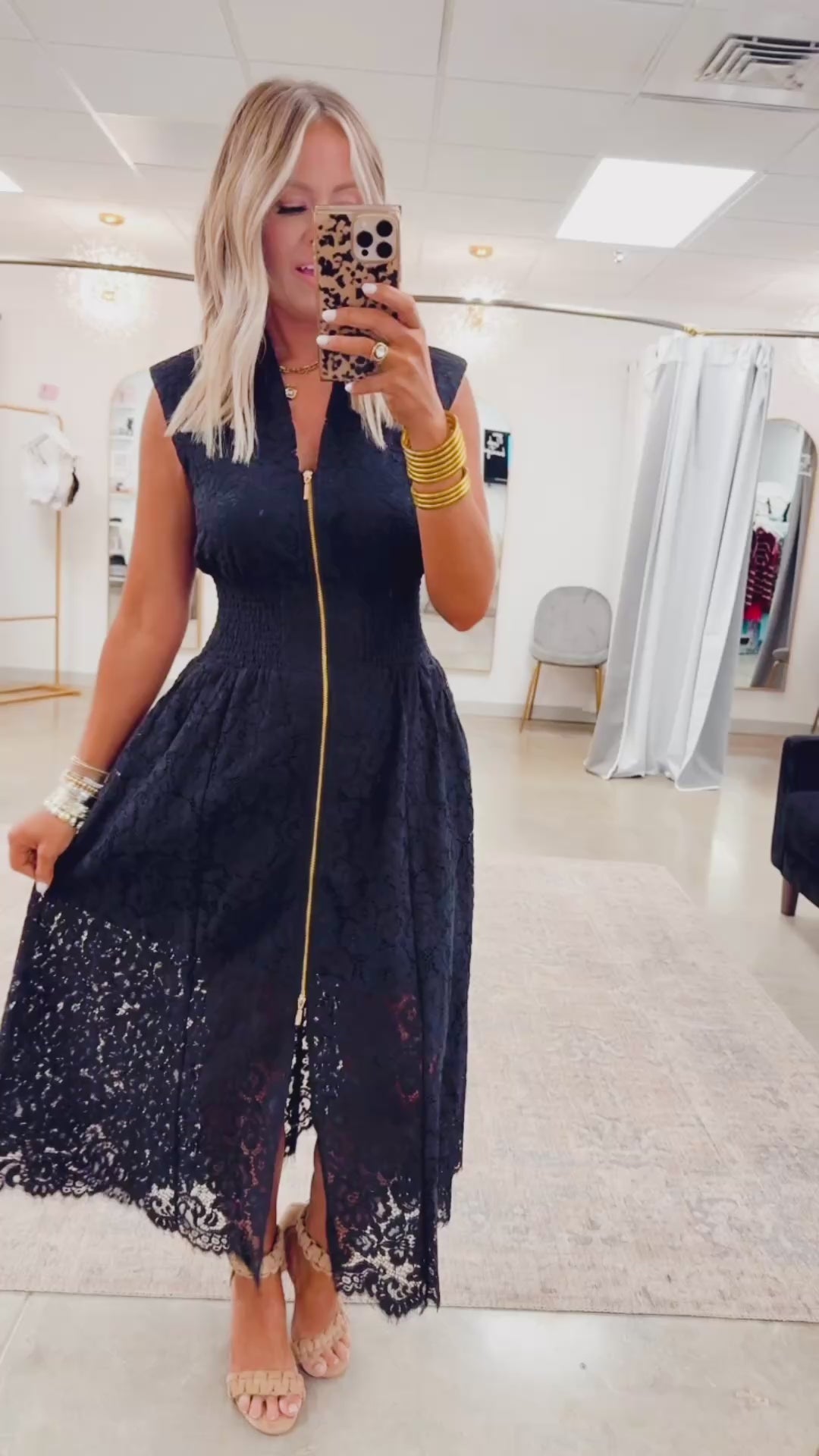 Jackie Lace Midi Dress-Black