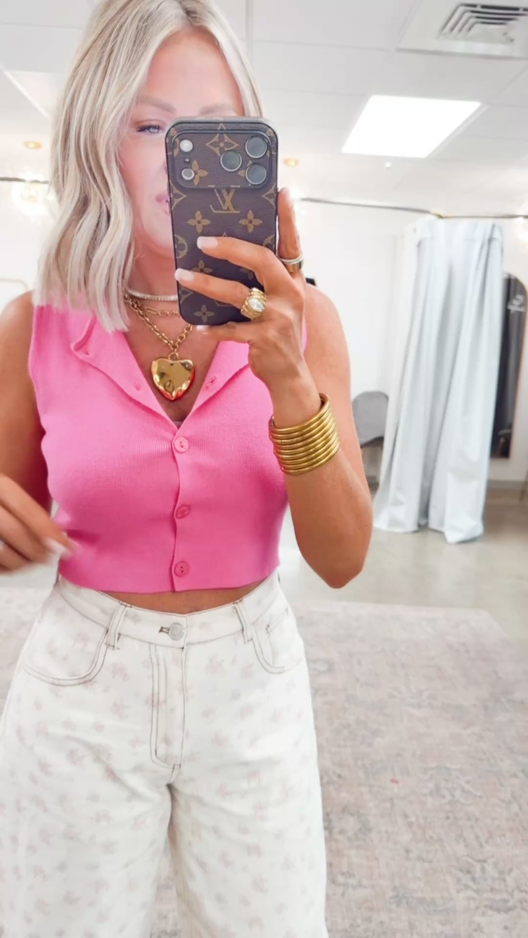 Mia Sleeveless Top-Pink