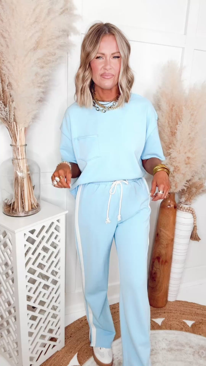 The Parker Side Stripe Set-Sky