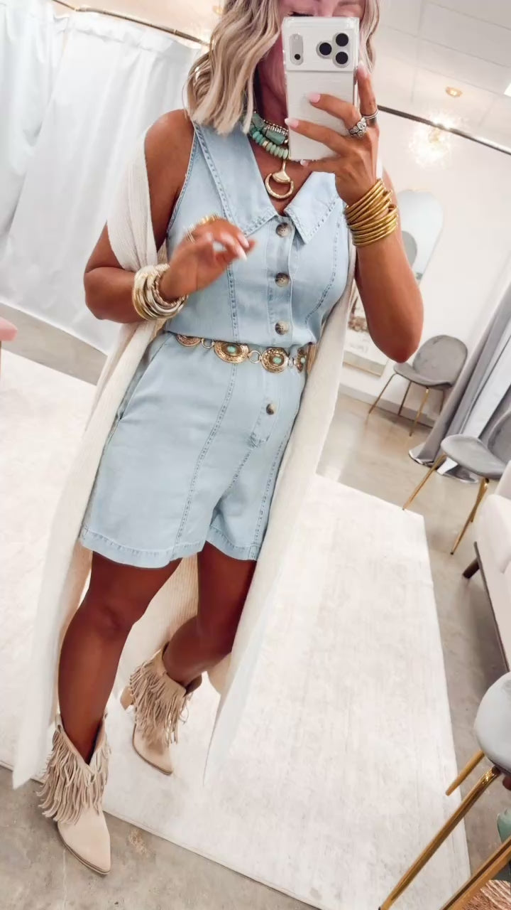 The Lariat Sky Romper-Lt Denim