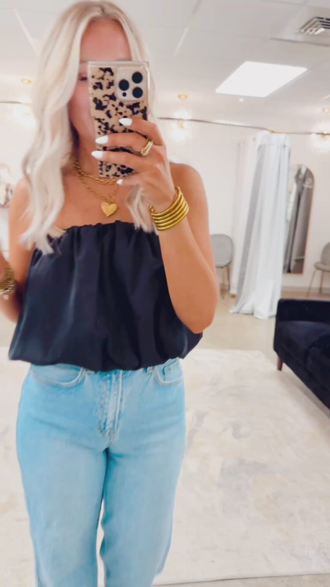 Hazel Strapless Bubble Top-Black