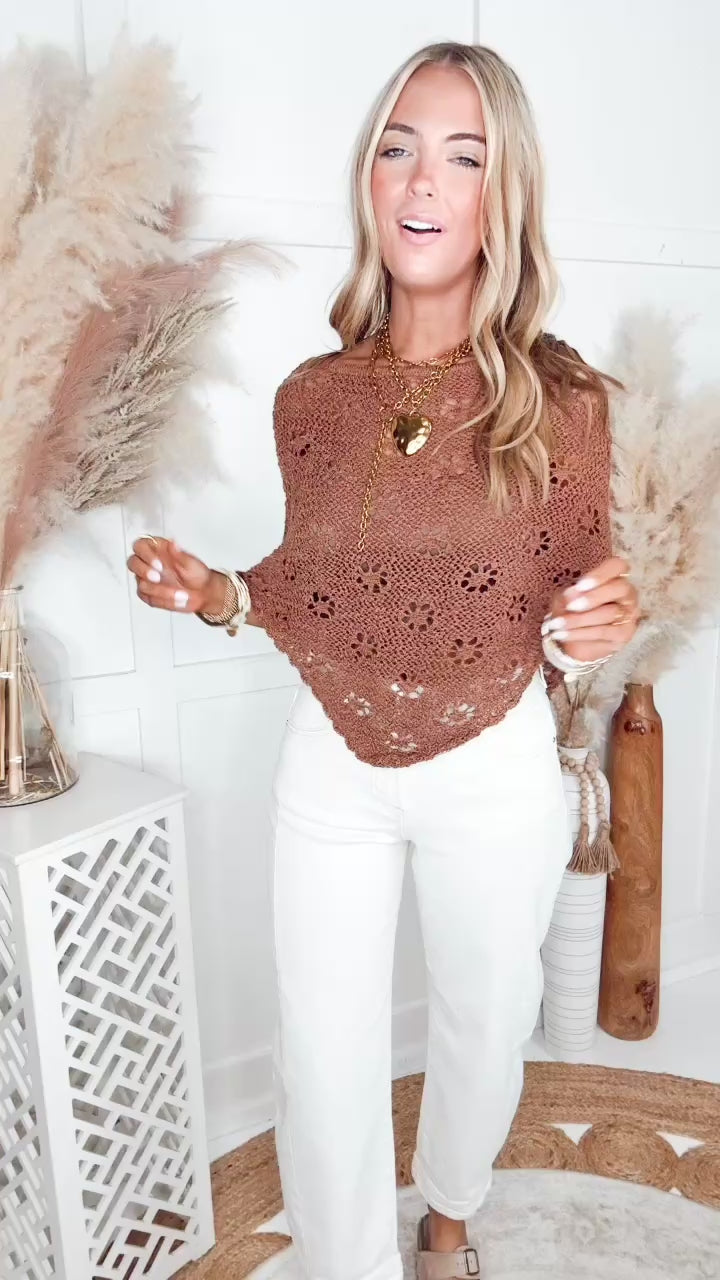 The Soft Bloom Poncho-Mocha