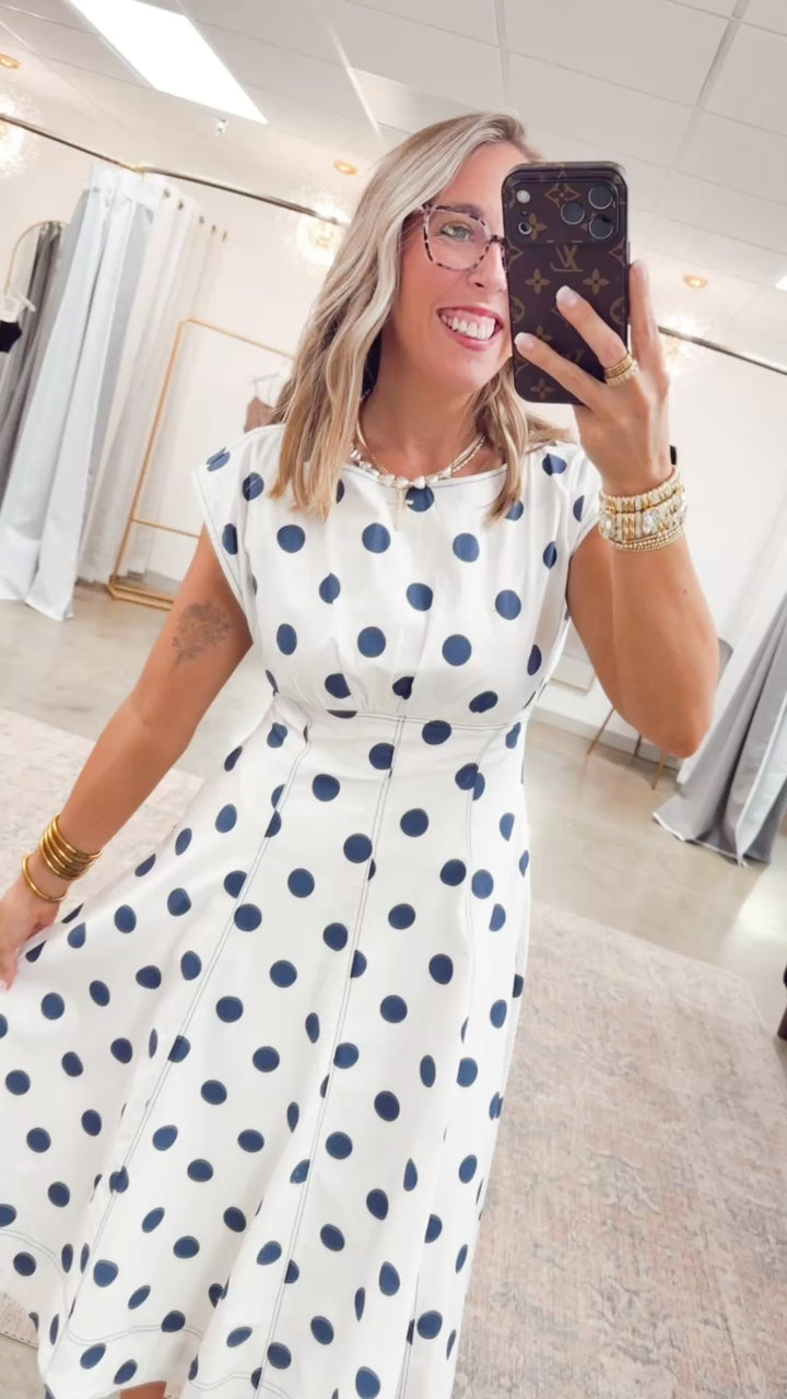 The Spot On Midi Dress-Ash/Navy