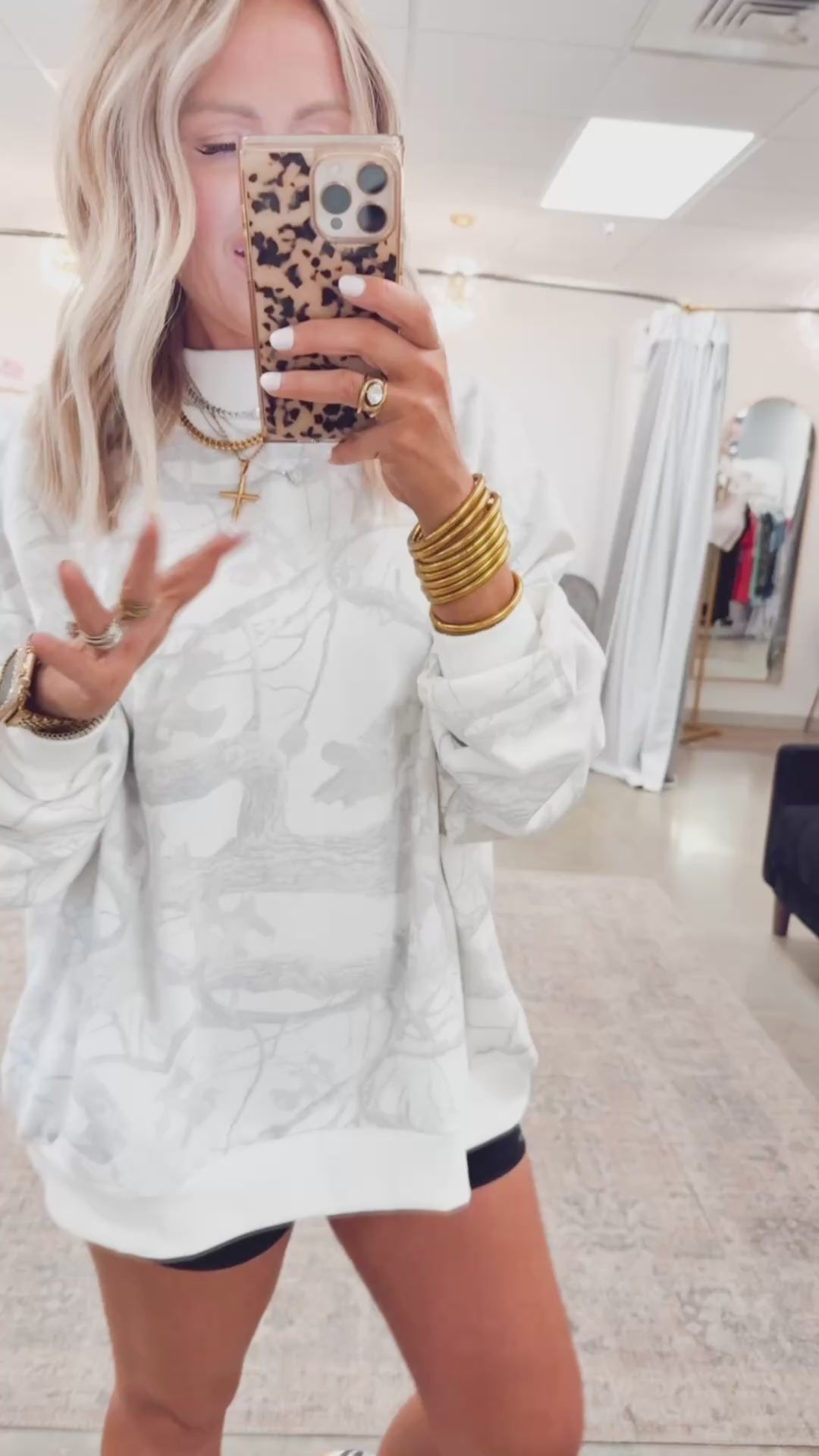 Camo Oversized Mock Neck Sweatshirt