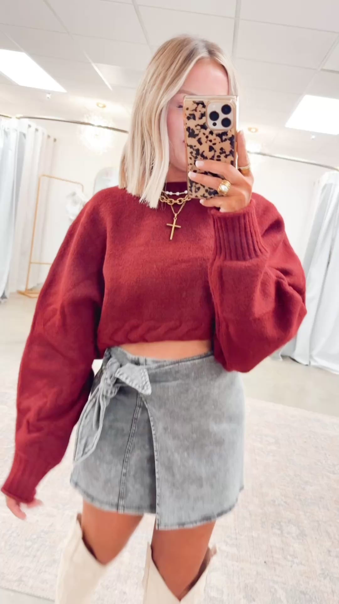 Vale Cropped Sweater Top-Wine