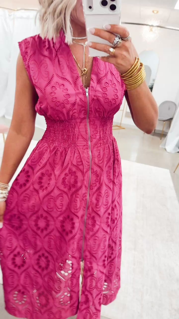 The Camelot Midi Dress-Magenta